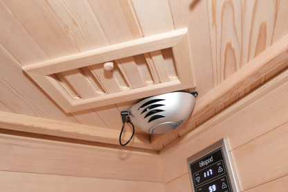 Blisspod I Vienna RED I All-In-One Deluxe - Full Spectrum + Red Light Therapy I Indoor Corner Premium Sauna I 4-5 Person