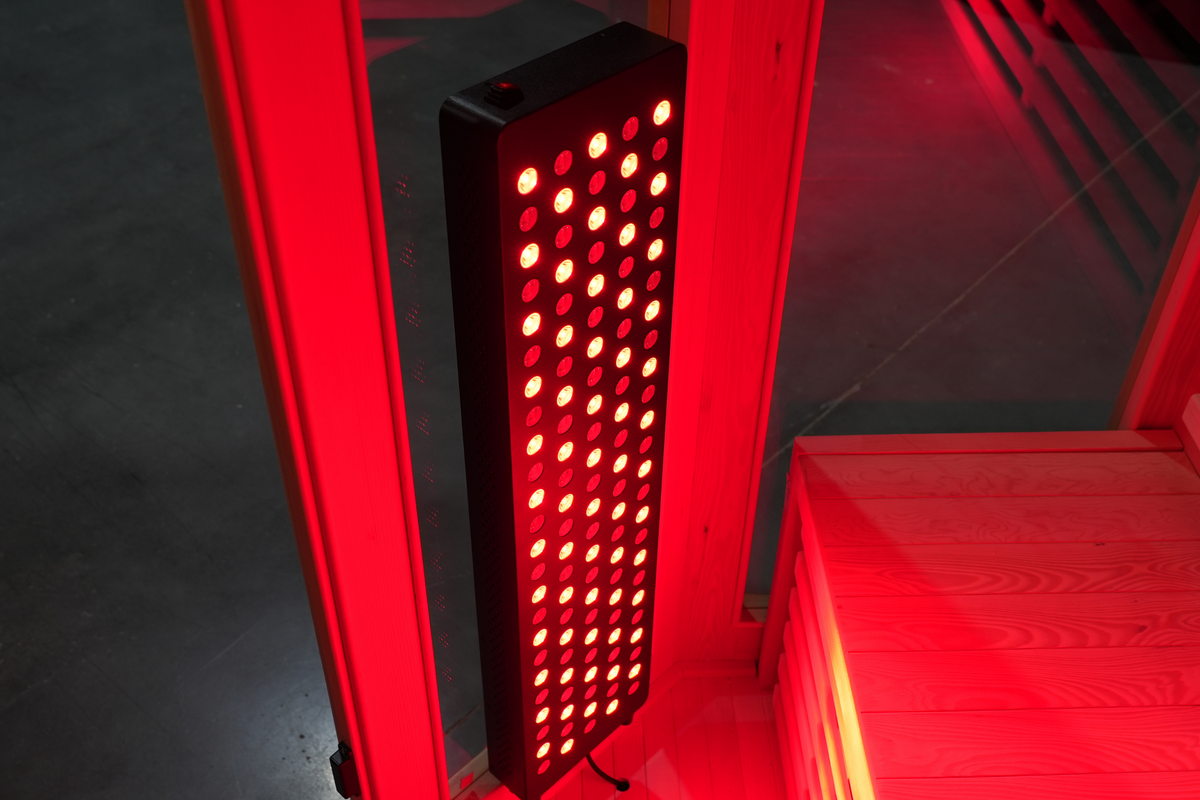 Blisspod I Vienna RED I All-In-One Deluxe - Full Spectrum + Red Light Therapy I Indoor Corner Premium Sauna I 4-5 Person