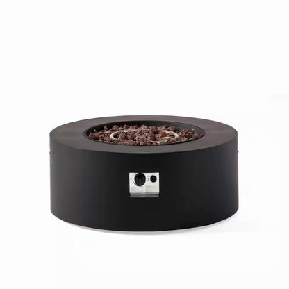 32 In. W X 13.5 In. H Iron Propane Gas Burning round Outdoor Patio Fire Pit in Dark Grey — product view 2