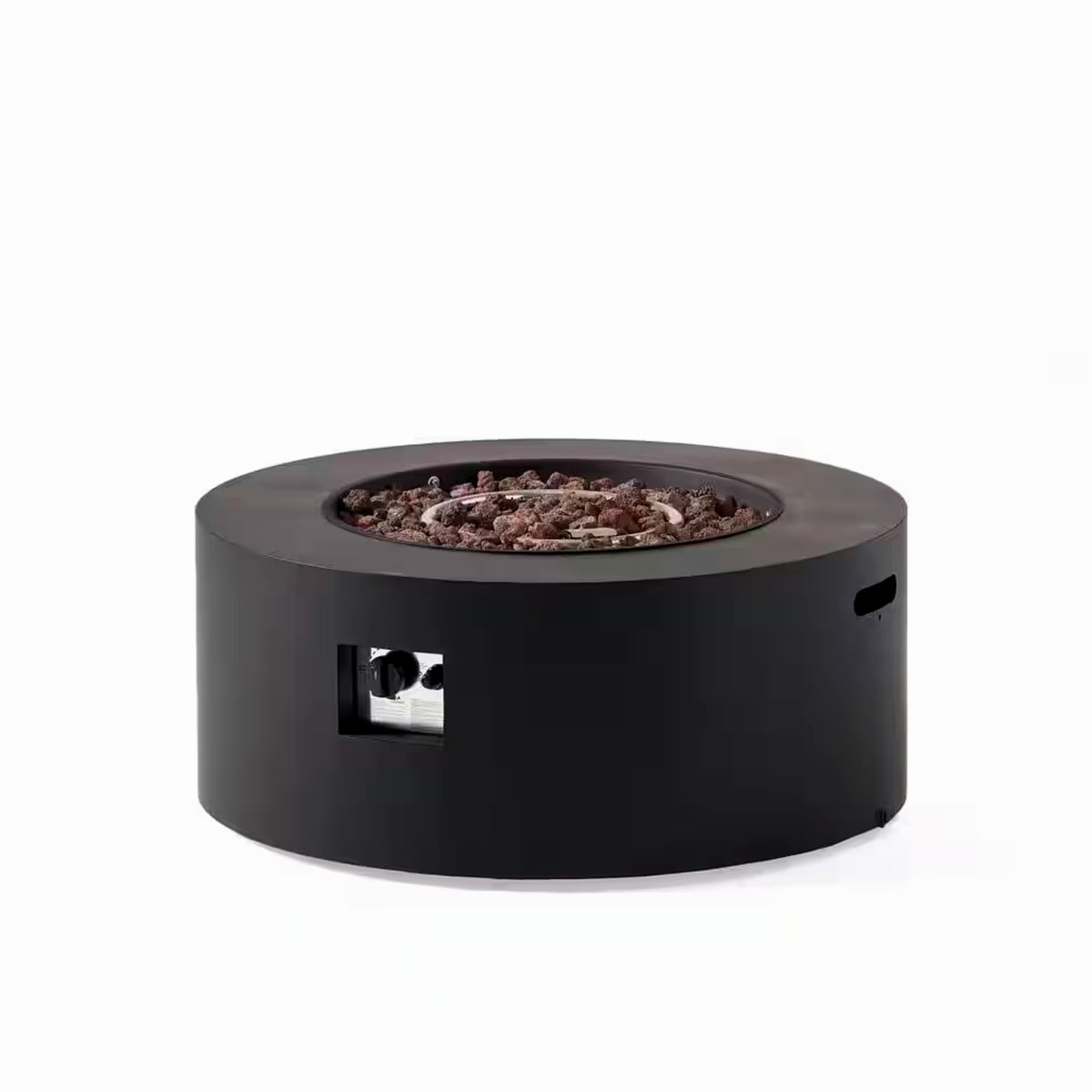 32 In. W X 13.5 In. H Iron Propane Gas Burning round Outdoor Patio Fire Pit in Dark Grey — product view 3