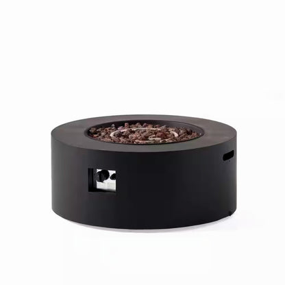 32 In. W X 13.5 In. H Iron Propane Gas Burning round Outdoor Patio Fire Pit in Dark Grey — product view 3