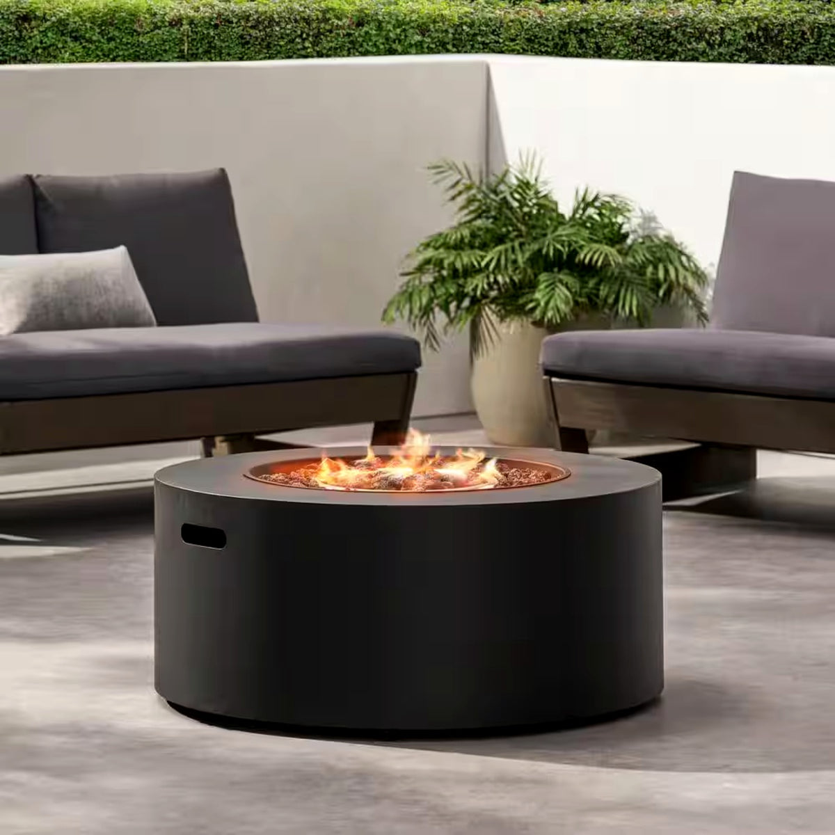 32 In. W X 13.5 In. H Iron Propane Gas Burning round Outdoor Patio Fire Pit in Dark Grey — product view 8