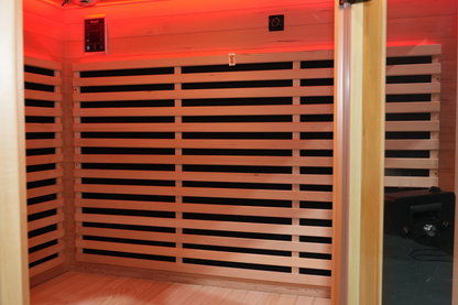 Blisspod I Vienna RED I All-In-One Deluxe - Full Spectrum + Red Light Therapy I Indoor Corner Premium Sauna I 4-5 Person
