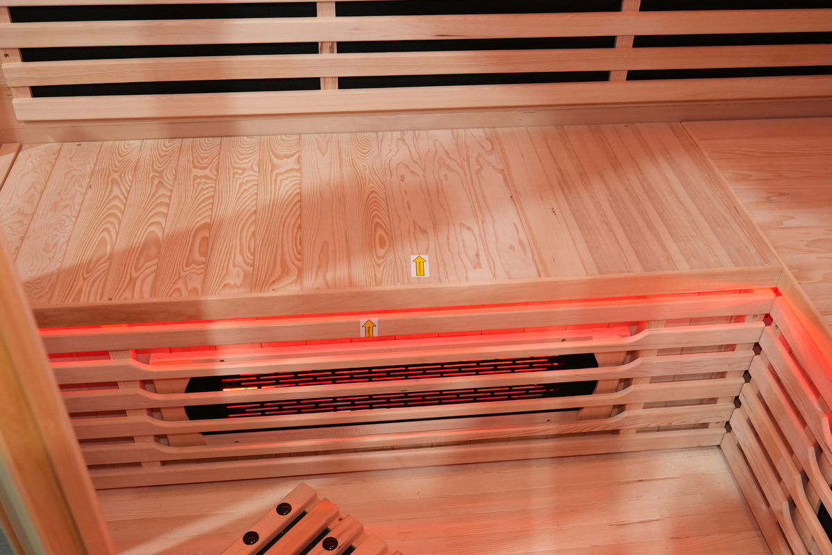 Blisspod I Vienna RED I All-In-One Deluxe - Full Spectrum + Red Light Therapy I Indoor Corner Premium Sauna I 4-5 Person